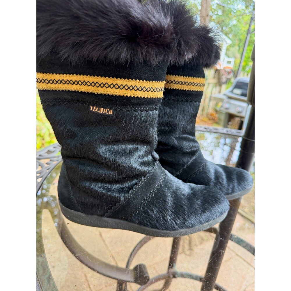 Tecnica Fur Trim Lined Pull-On Mid-Calf Snow Boots Black Women’s EU 40